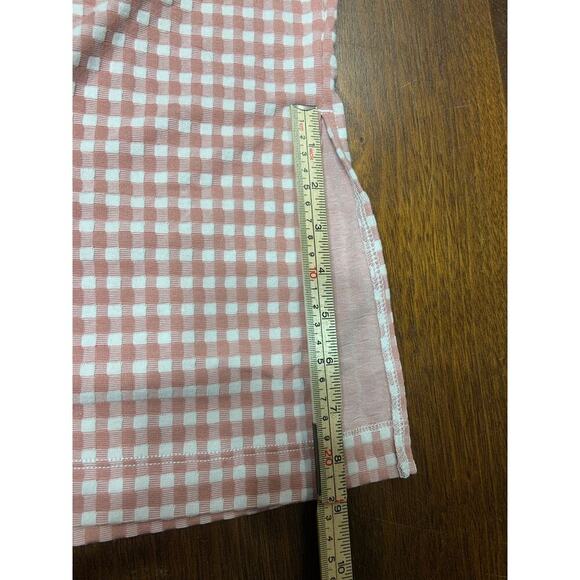 Preppy Light Academia Twee Midi Skirt Women Small Slit Gingham Pink Skater Soft - Picture 7 of 8